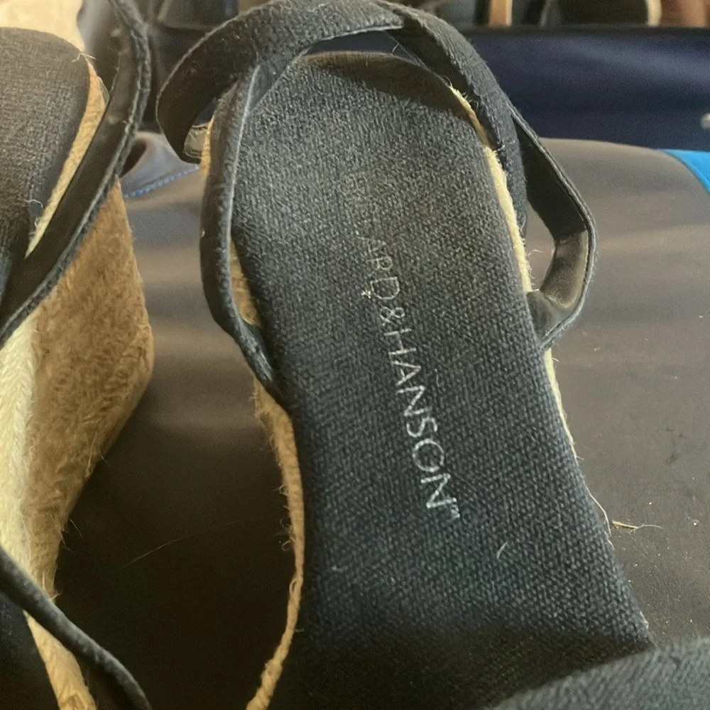 Black Espadrille Wedge Sandals by Hillard and Hanson 6 1/2